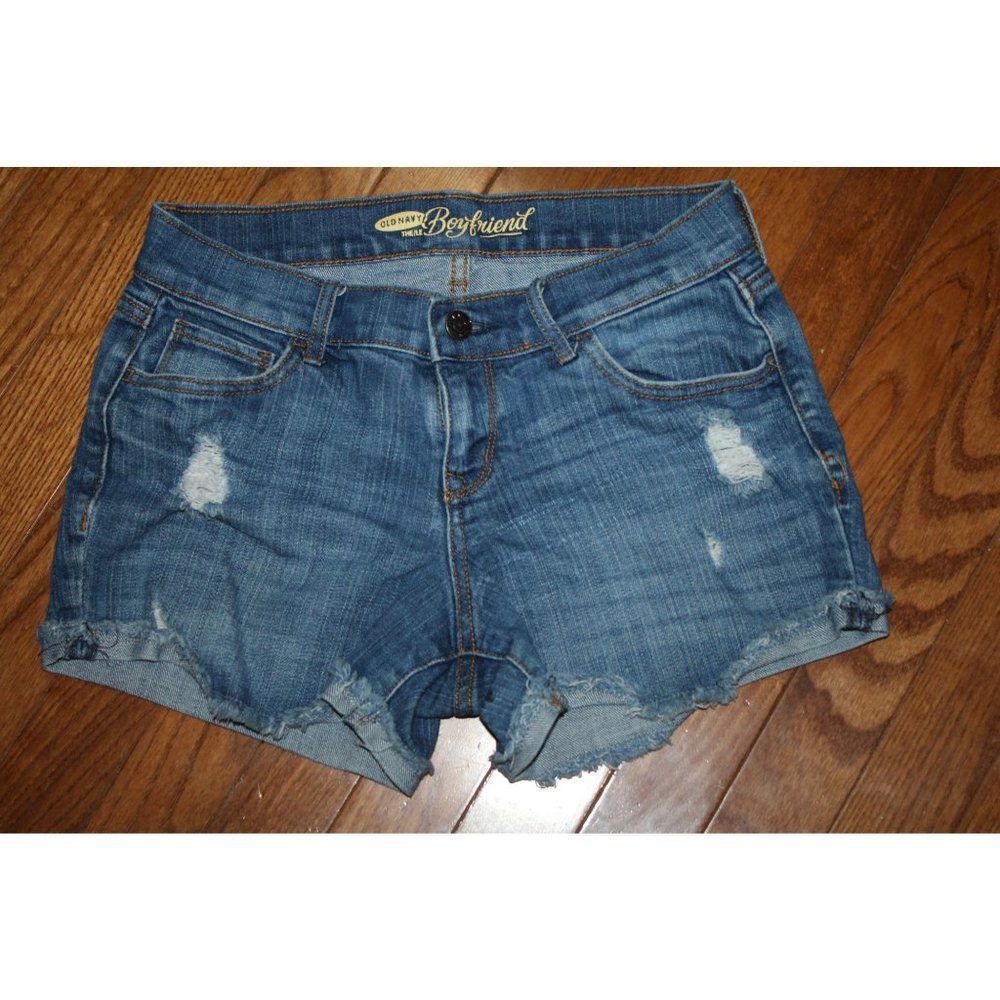 Old Navy The‎ Boyfriend Distressed Blue Denim Shorts - Size 0 Regular